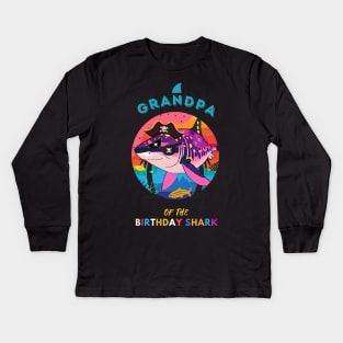 Grandpa of the Shark Birthday Matching Family Kids Long Sleeve T-Shirt